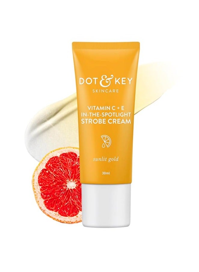 Dot & Key Vitamin C + E In-the-spotlight Strobe Cream | Face Skin Radiance Cream | Moisturizer & Highlighter For Face | For Dewy Glazed Instant Glow | Boosts Hydration | For All Skin Types | For Women & Men | 30Ml