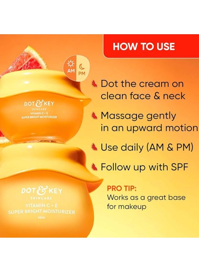 Dot & Key Vitamin C + E Sorbet Super Bright Moisturizer For Face | Vitamin C Face Moisturizer|Reduces Skin Dullness|Oil Free & Lightweight | For All Skin Types | 60Ml