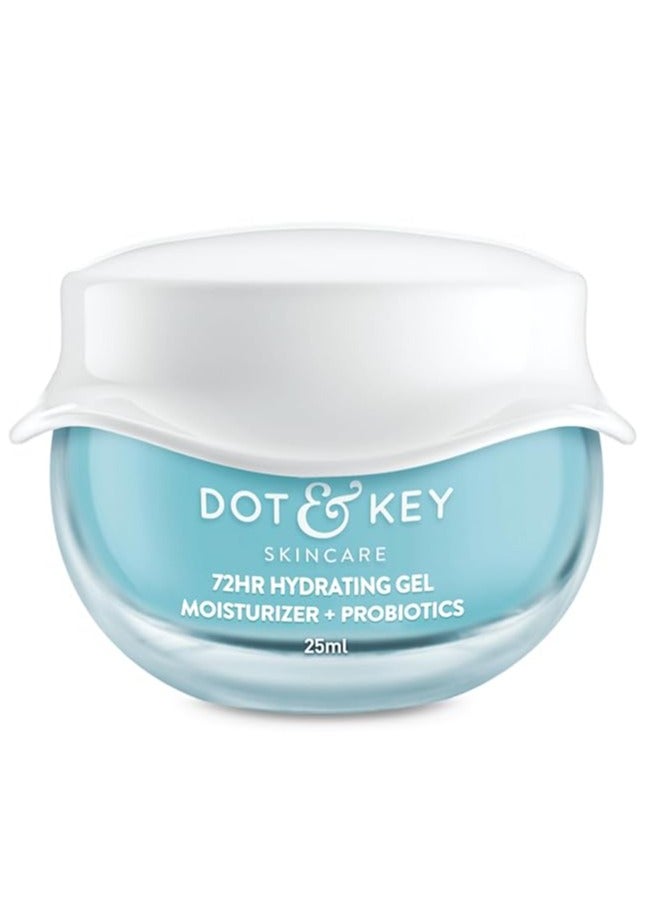 DOT & KEY 72Hr Hydrating Gel+Probiotics Moisturizer For Face With Hyaluronic Acid, Kombucha & Rice Water | Lightweight Gel Moisturizer | For Dull, Tired & Uneven Skin Tone I For All Skin Types | 25Ml