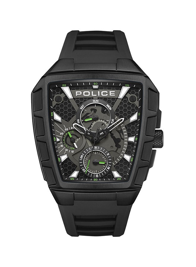 Men's Tough Gear Black Dial Black Silicone Strap Gents Chronograph Watch With Stainless Steel Case