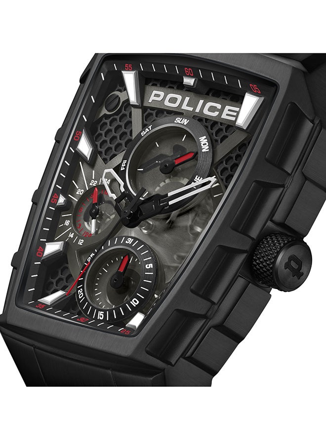 Men's Tough Gear Black Dial Red Silicone Strap Gents Chronograph Watch With Stainless Steel Case