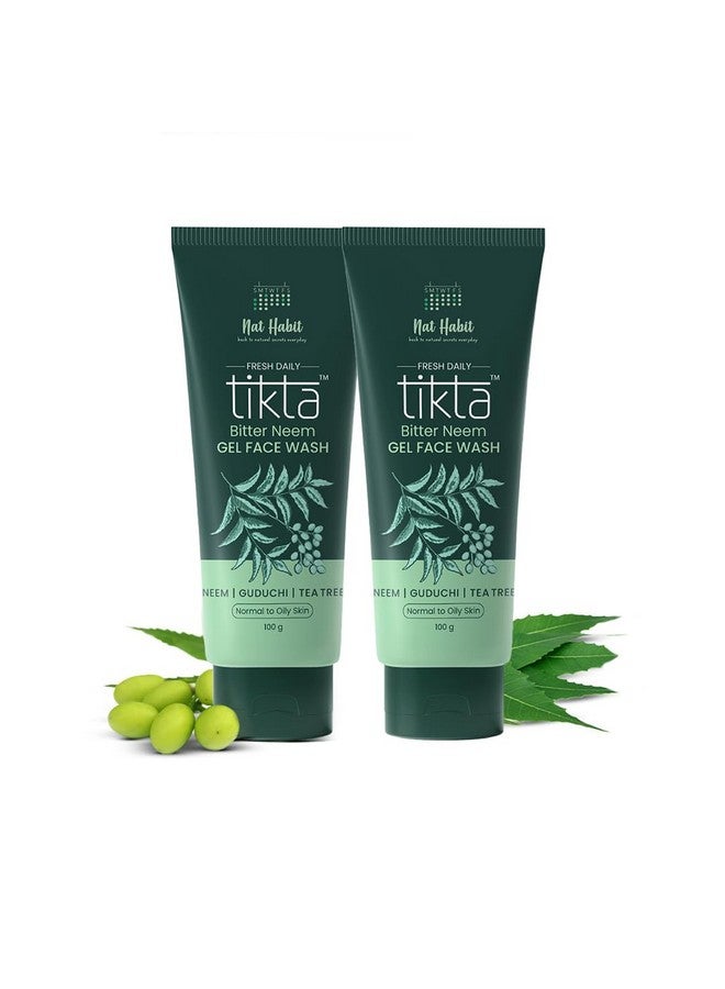 Neem Gel Face Wash For Oily Skin Acne, Pimple And Oil Control With Glowing Skin, Paraben & Sulpahte Free Face Cleanser For Men & Women (Pack Of 2 X 100 G)