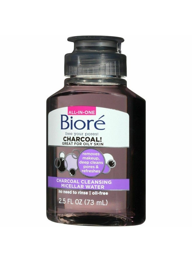 Biore Charcoal Cleansing Micellar Water, Travel Size, 75 Ml - For Oily Skin