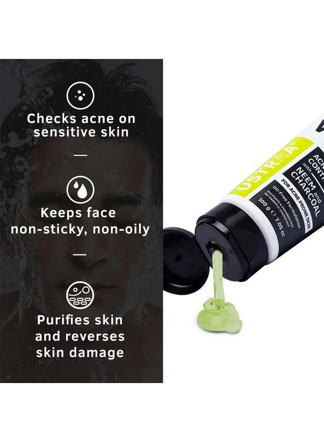 Face Wash Acne Control With Neem & Charcoal 100 G X 2 Oil Control, Prevents Acne, Especially For Oily Skin | Keeps Face Non Sticky, Non Oily | No Sls, No Paraben