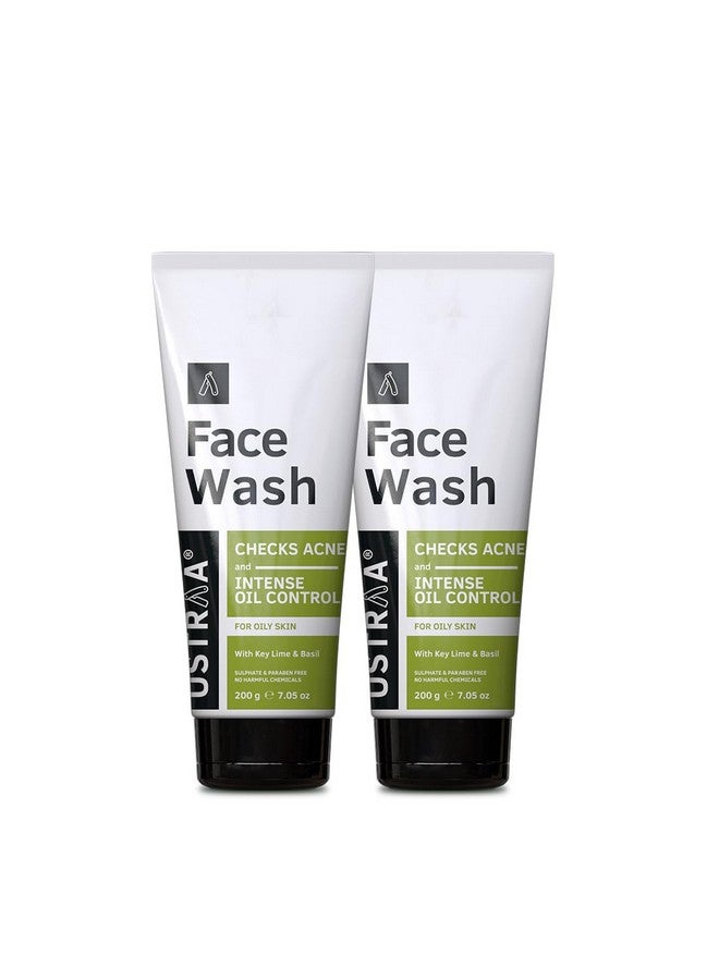 Face Wash Oily Skin 200G X 2 (Pack Of 2) | With Basil & Key Lime Especially For Acne Prone Skin | Checks Acne & Blackheads | Removes Excess Oil & Dirt