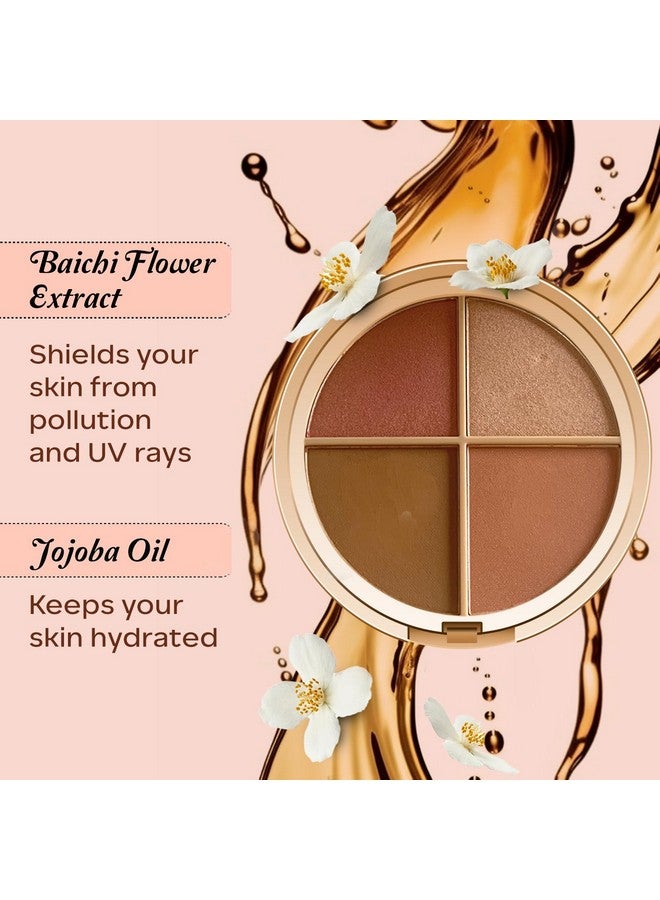 Faces Canada Second Skin 4 In 1 Face Palette, 14.5G | Blush + Contour + Highlighter | Lightweight & Highly Pigmented | Luxurious Velvet Finish | Silky Smooth Texture | Easy To Blend