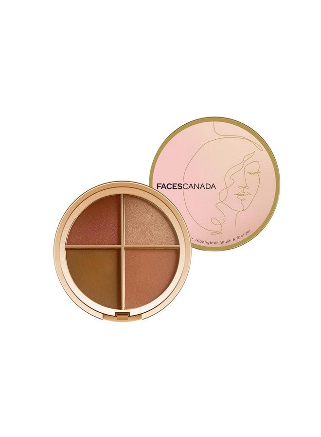 Faces Canada Second Skin 4 In 1 Face Palette, 14.5G | Blush + Contour + Highlighter | Lightweight & Highly Pigmented | Luxurious Velvet Finish | Silky Smooth Texture | Easy To Blend