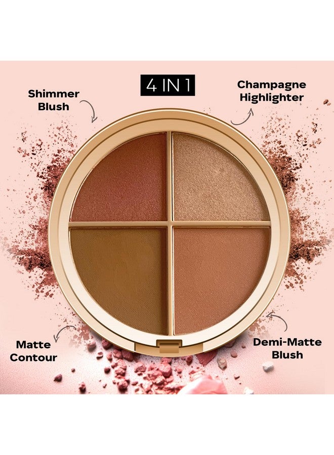 Faces Canada Second Skin 4 In 1 Face Palette, 14.5G | Blush + Contour + Highlighter | Lightweight & Highly Pigmented | Luxurious Velvet Finish | Silky Smooth Texture | Easy To Blend