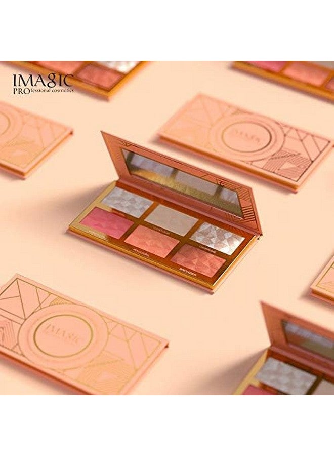 Imagic Professional Makeup Pallete For Women, 6 My Color Highlight,Blush And Contour Palette 24G