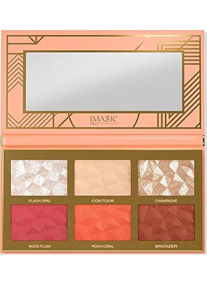 Imagic Professional Makeup Pallete For Women, 6 My Color Highlight,Blush And Contour Palette 24G