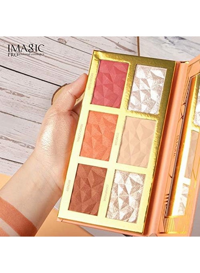 Imagic Professional Makeup Pallete For Women, 6 My Color Highlight,Blush And Contour Palette 24G