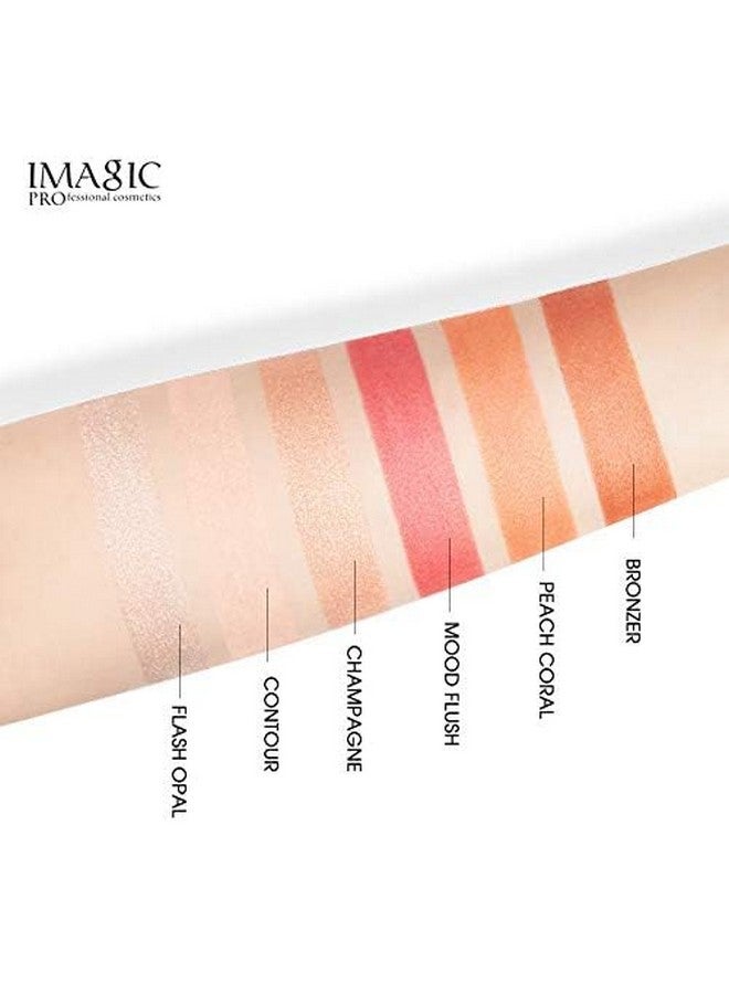 Imagic Professional Makeup Pallete For Women, 6 My Color Highlight,Blush And Contour Palette 24G