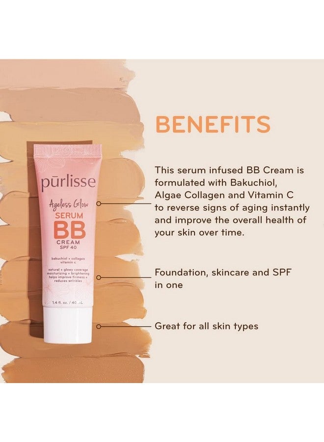 Ageless Glow Serum Bb Cream Spf 40 : Clean & Cruelty-Free, Full & Flawless Coverage, Hydrates With Collagen | Medium Golden 1.4Oz