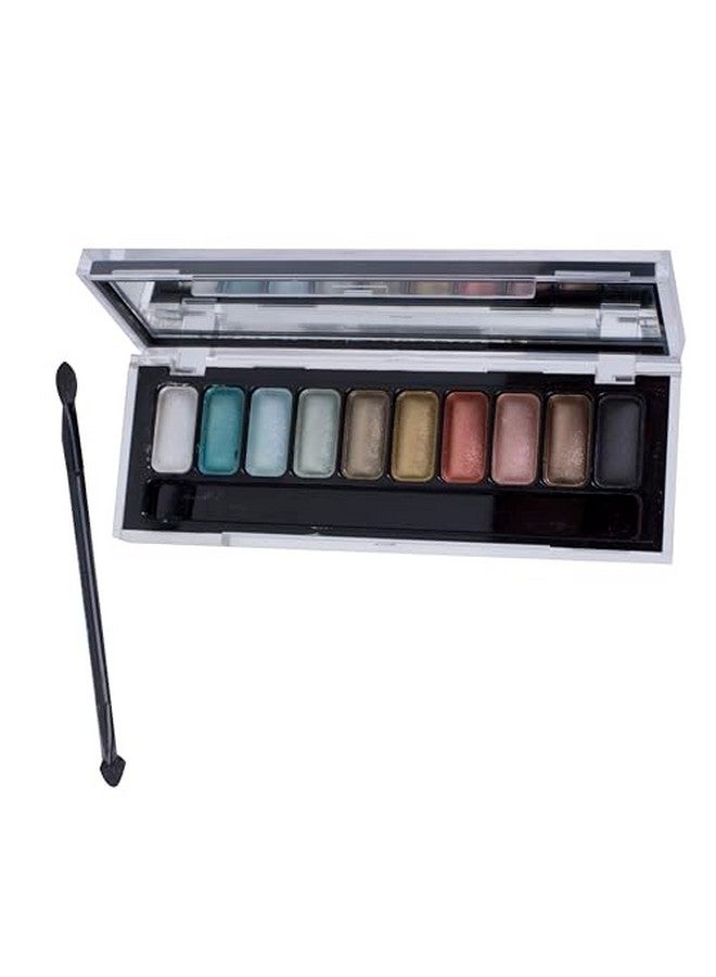 Paris 10 Colors Eyeshadow Palette 2 Sided Long Brush With Mirror