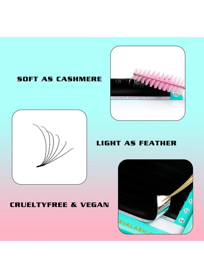 Cashmere Easy Fan Lashes 0.03 0.05 0.07 C/Cc/D/Dd Volume Lash Extensions 8Mm20Mm Matte Black Self Fanning Eyelash Extensiones Professional Supplies For Lash Artists (D0.07815Mm)