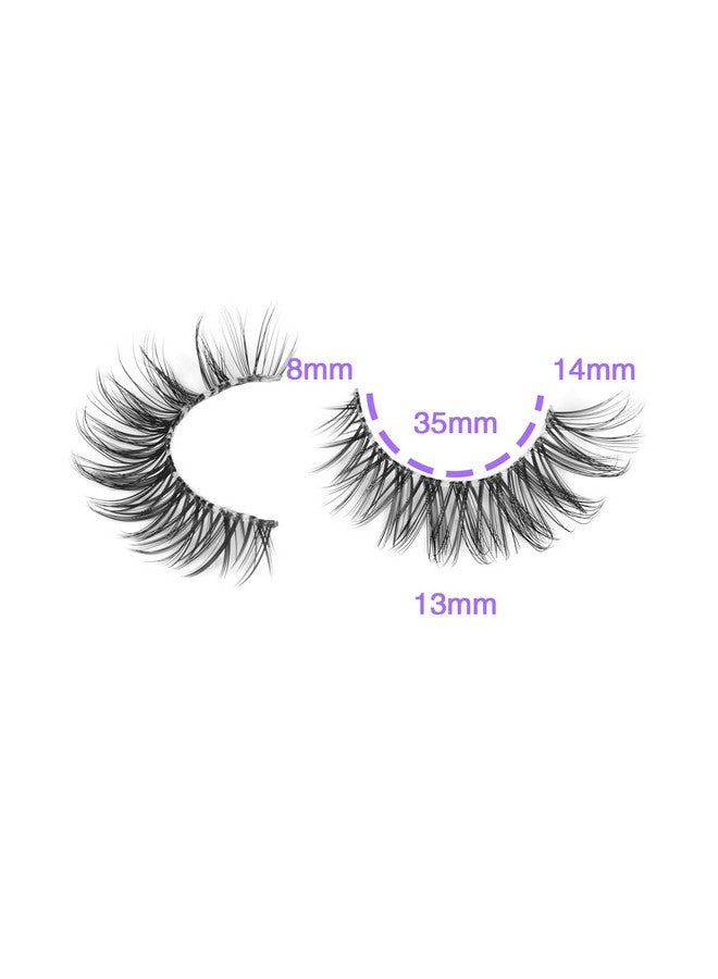 False Eyelashes Natural Volume Cat Eye Lahes Wispy Russian Strip Lashes 3D Effect Clear Band Eyelashes 14Mm 10 Pairs Pack