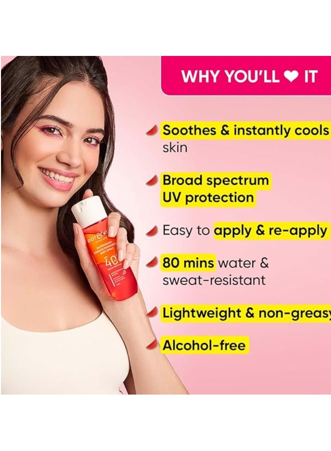 Watermelon Cooling Sunscreen Body Spray Spf 40 Pa+++ For All Skin Types - 110Ml|Sun Protection Lotion|Broad Spectrum Uv Protection|Alcohol Free|Non Greasy & Non Sticky|For Women & Men