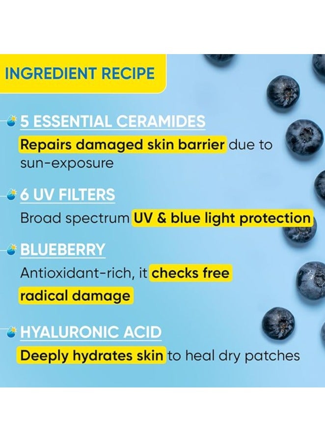 Dot & Key Blueberry Hydrate Barrier Repair Sunscreen SPF 50+, PA++++ | For Dry & Sensitive Skin | Non - Greasy Finish | No White Cast | UV & Blue Light Protection | Broad Spectrum| 80g