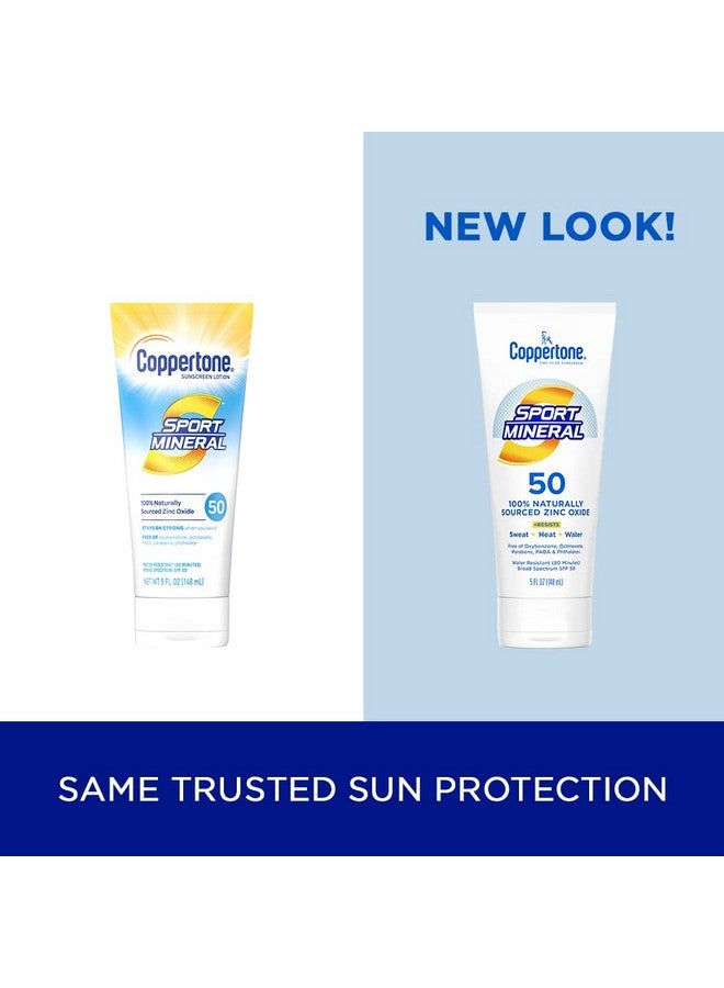 Sport Sunscreen Lotion Spf 50, Zinc Oxide Mineral Sunscreen, Water Resistant Body Sunscreen Spf 50, 5 Fl Oz Tube