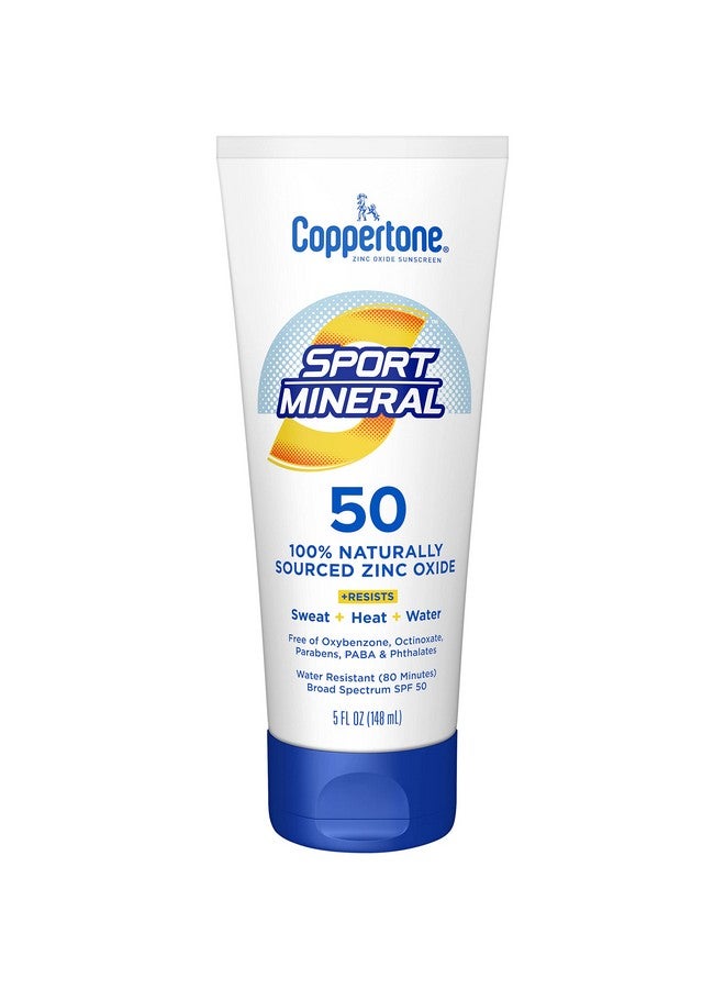 Sport Sunscreen Lotion Spf 50, Zinc Oxide Mineral Sunscreen, Water Resistant Body Sunscreen Spf 50, 5 Fl Oz Tube