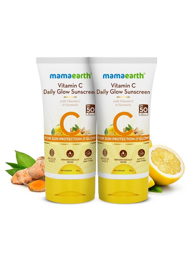 Vitamin C Daily Glow All Skin Type Sunscreen Spf 50 Pa++++ With Vitamin C & Turmeric, Lightweight, For Sun Protection & Glow - 50 G Pack Of 2