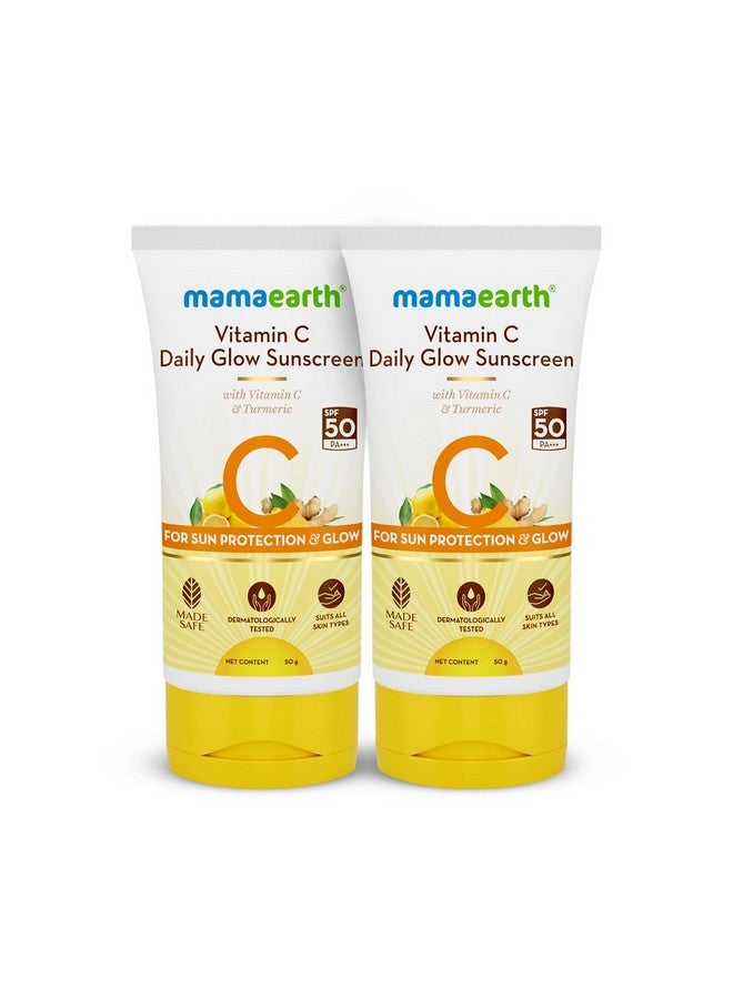 Vitamin C Daily Glow All Skin Type Sunscreen Spf 50 Pa++++ With Vitamin C & Turmeric, Lightweight, For Sun Protection & Glow - 50 G Pack Of 2