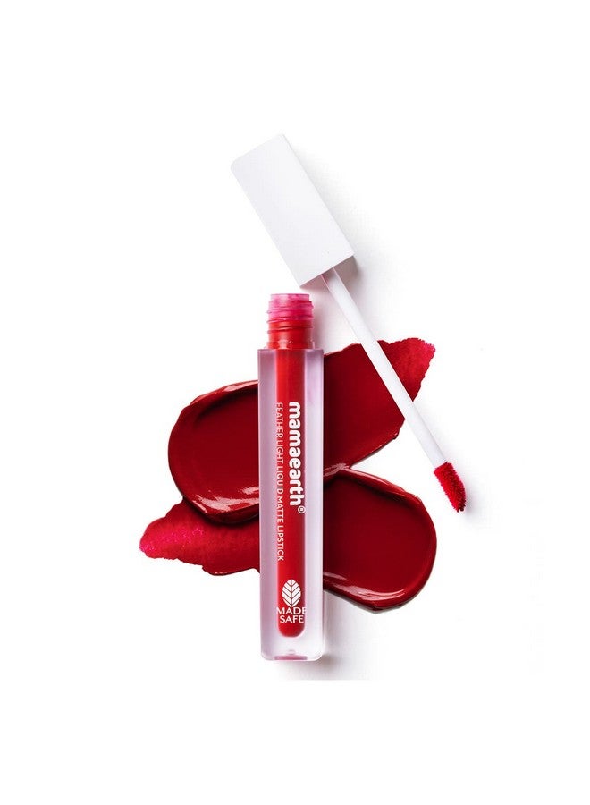 Feather Light Liquid Matte Lipstick With Coconut & Vitamin E For 16-Hour Long Stay (Weightless & Non-Drying) - 06 Red Velvet - 3.5 Ml