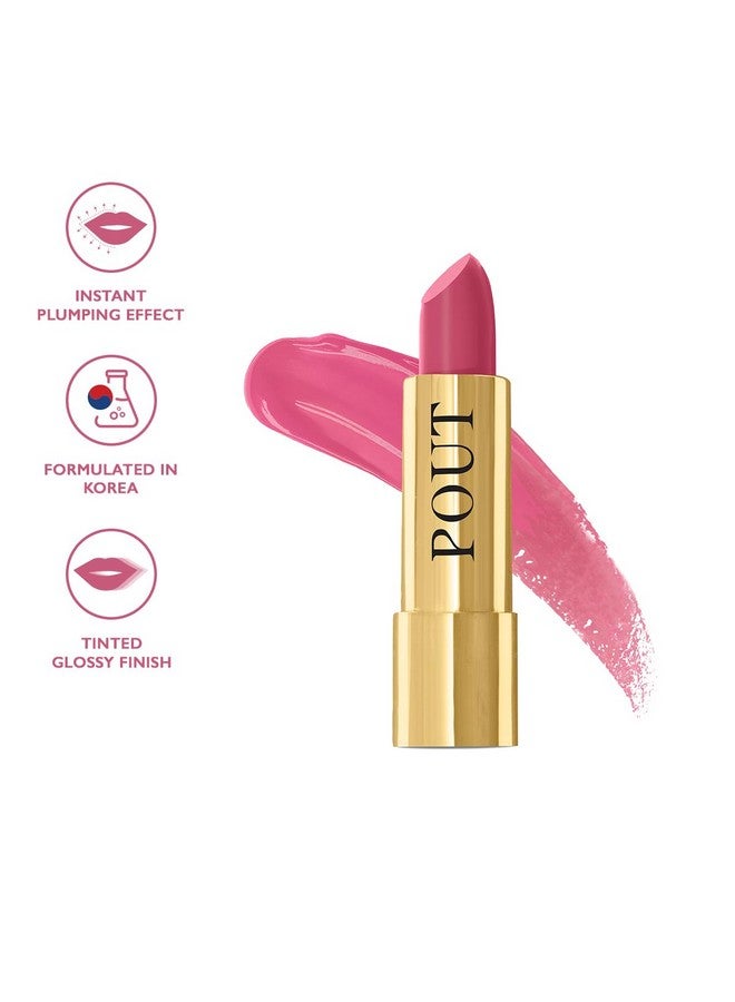 Pout By Karan Johar Tinted Plumping Lipstick | Glossy Lipstick For Women With Petal Glow Finish | Buildable Colour & Shine | Moisturising Formula | Poutitude (Fuschia Pink Shade) | 3.5G