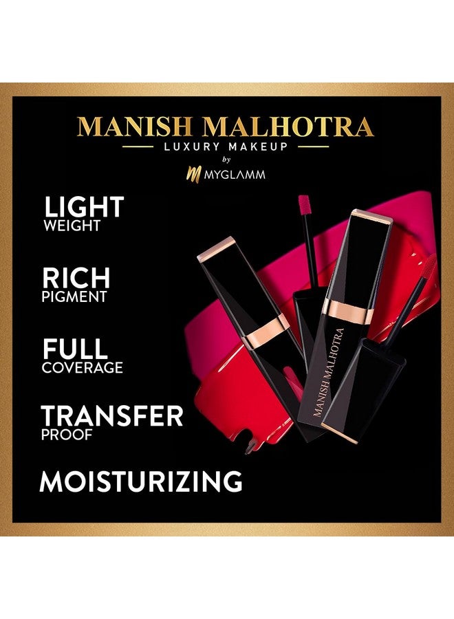 Manish Malhotra Liquid Matte Lipstick - Crazier Than Pink - 7Gm | Pink Matte Shade | Long Lasting & Pigmented | Velvet Matte Finish,Non-Transferable, Moisturizing Liquid Lipstick