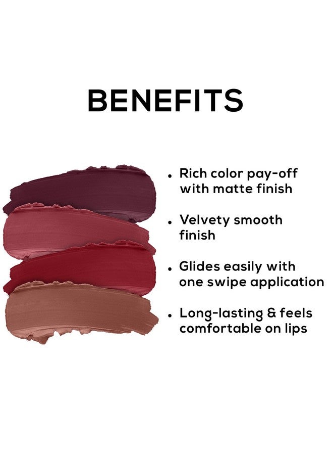 Renne Very Matte - Pack Of 4 Matte Lipsticks | Intense Color Pay Off, Full Coverage Long Lasting Weightless Velvety Formula