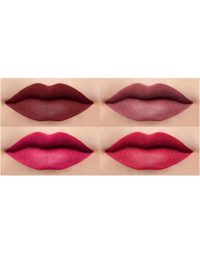 Retro Matte Lipstick 3.5Gm, Multicolor Combo/Infused With Vitamin E/Matte Finish/Long Lasting Lip Stains, Pack Of 4