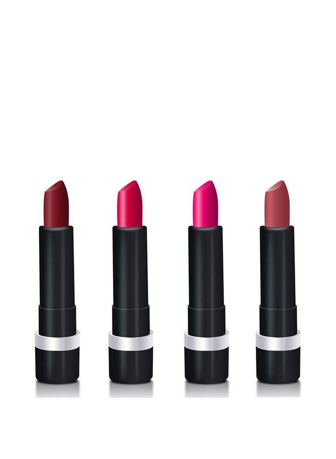 Retro Matte Lipstick 3.5Gm, Multicolor Combo/Infused With Vitamin E/Matte Finish/Long Lasting Lip Stains, Pack Of 4