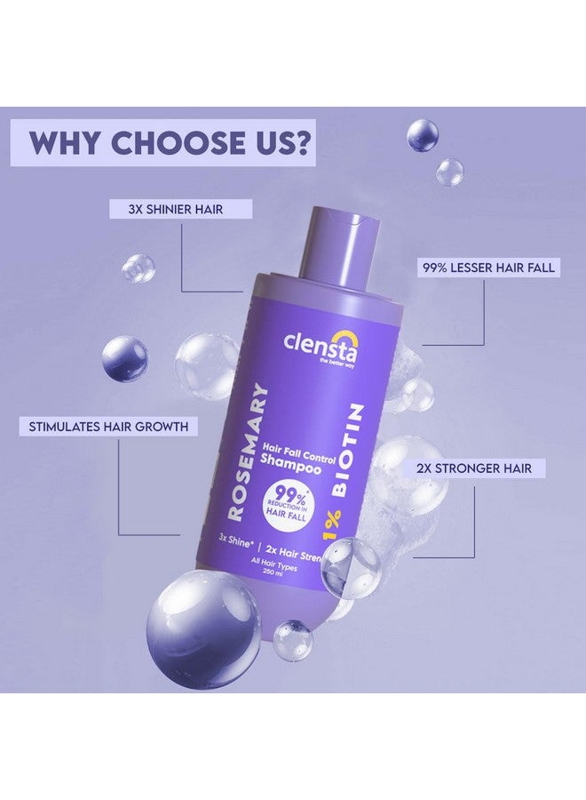 Rosemary Hair Fall Control Shampoo With Biotin For Reducing Hair Loss Breakage & Daily Use |All Hair Types | Men & Women | Sulfate & Paraben Free 250Ml