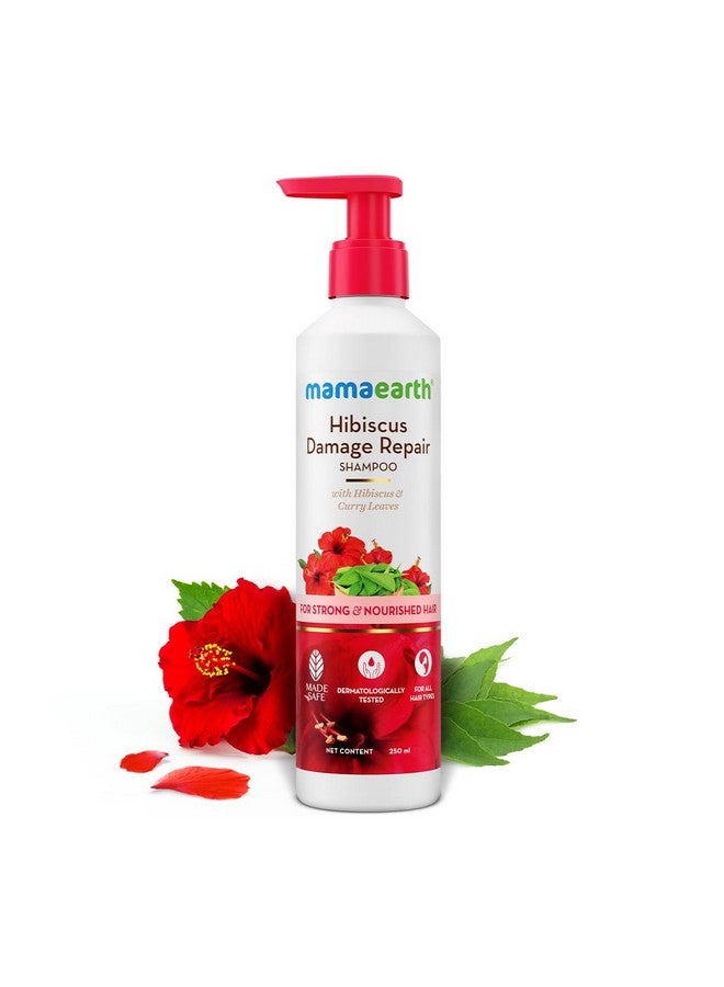 Hibiscus Damage Repair Shampoo With Hibiscus & Curry Leaves For Strong & Nourished Hair 250Ml | For Dry & Frizzy Hair | For Smoother Shinier Hair | Suitable For All Hair Types