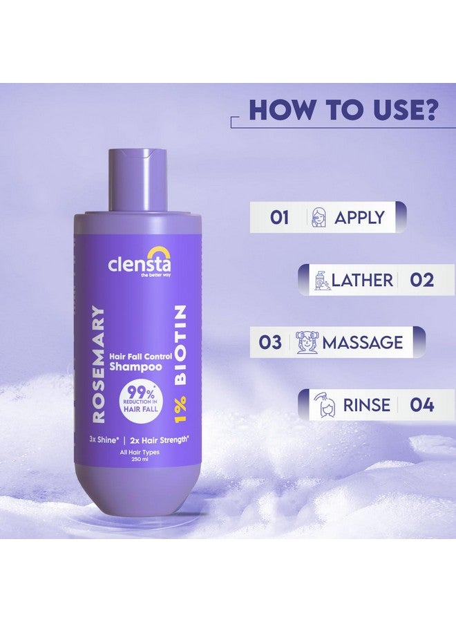 Rosemary Hair Fall Control Shampoo With Biotin For Reducing Hair Loss, Breakage & Daily Use |All Hair Types | Men & Women | Sulfate & Paraben Free 250Ml