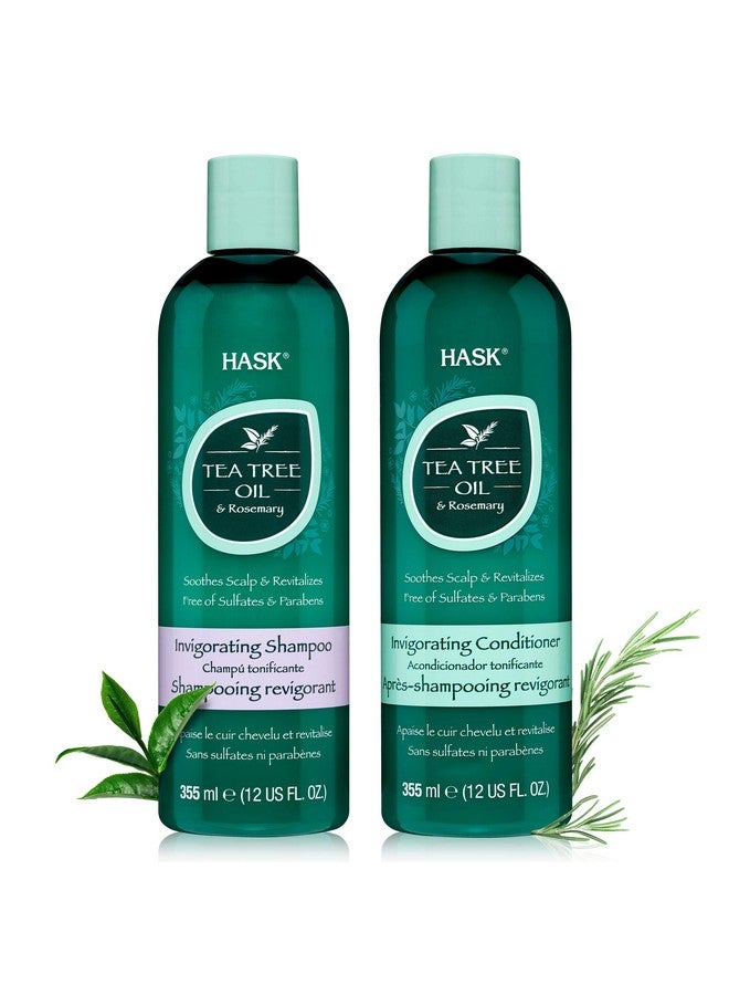 Tea Tree Oil & Rosemary Invigorating Anti Dandruff Shampoo And Conditioner 355Ml | For Dry Itchy Scalp | Sulfate & Paraben Free