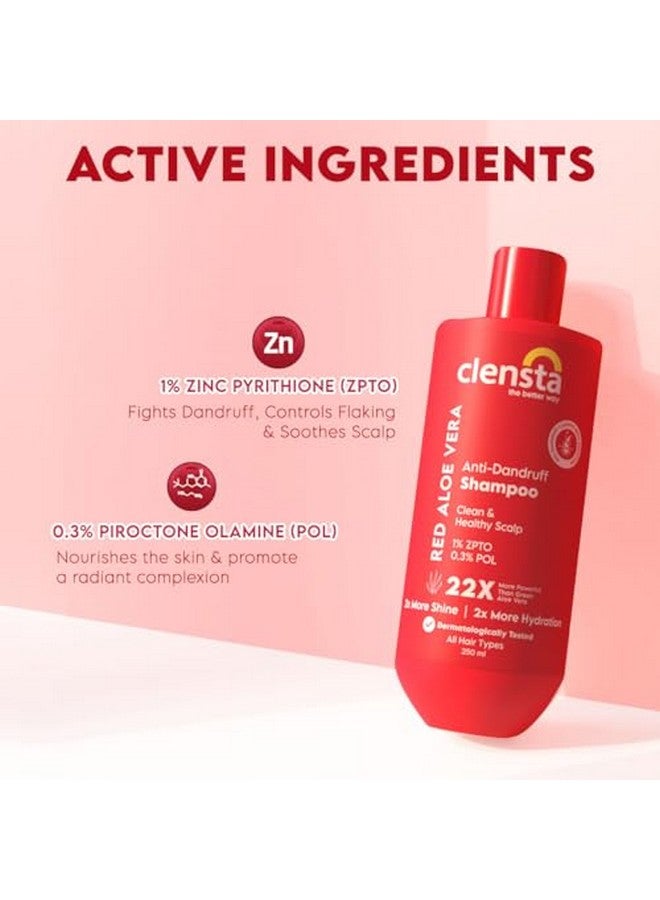 Red Aloe Vera Antidandruff Shampoo With Zpto & Red Aloe Vera For Reduces Dandruff, Itching And Irritation Daily Use |All Hair Types | Men & Women | Sulfate & Paraben Free 250Ml