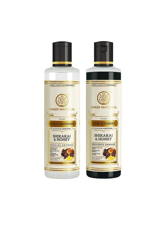 Hair Care - Khadi Shikakai & Honey Hair Cleanser Shampoo + Shikakai And Honey Conditioner - 210 Ml Each