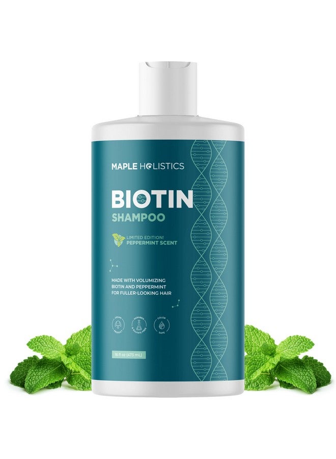 Volumizing Biotin Shampoo For Thinning Hair - Thin Hair Shampoo With Peppermint Argan And Essential Oils For Hair Care - Vegan Sulfate Free Shampoo For Damaged Dry Hair Paraben And Cruelty Free (Mint)