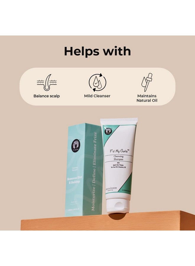 Cleansing Shampoo For Curly Hair & Wavy Hair| Enriched With Apple Cider Vinegar, Tea Tree & Rosemary Oil| Anti-Frizz, Anti-Itch | Ph Balanced, Paraben-Free, Silicone-Free & Sulfate-Free| 100Ml