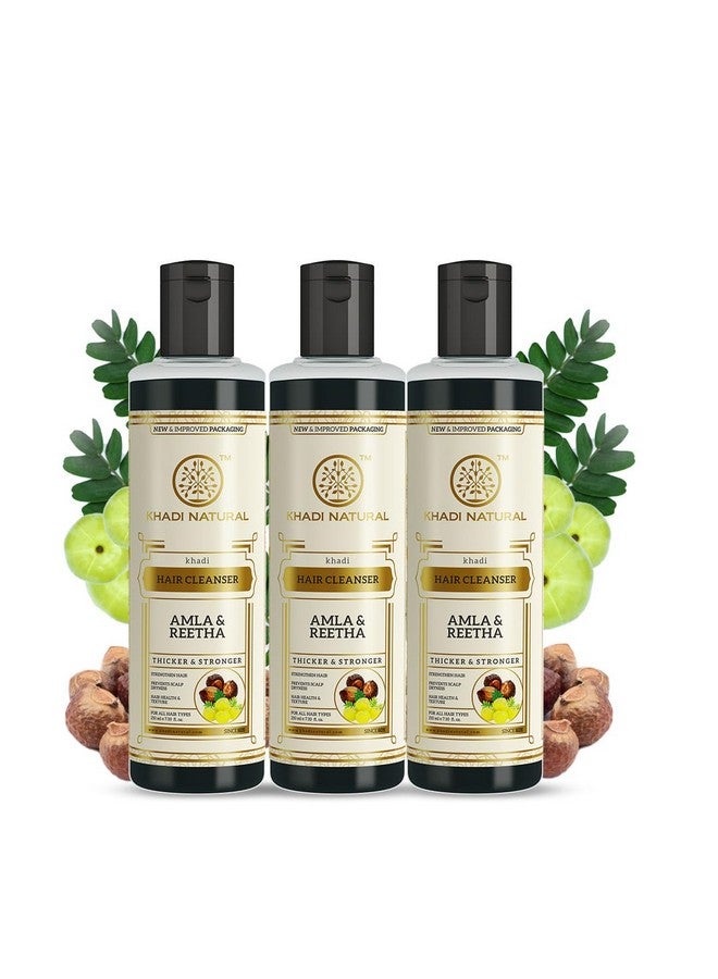 Amla & Reetha Hair Shampoo | Anti-Hair Fall Shampoo | Shampoo For Thick & Strong Hair | Ayurvedic Shampoo For Healthy Hair | Suitable For All Hair|Pack Of 3 | (210 * 3) (630 Ml)