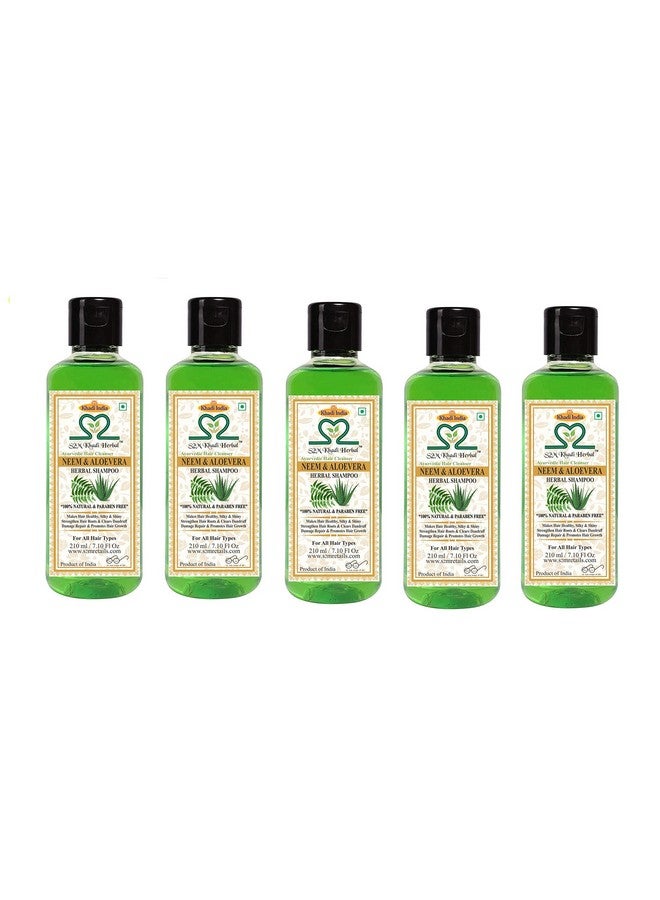 Neem Aloevera Shampoo ( No Paraben ) Ayurvedic Anti Dandruff / Anti Fungal Hair Cleanser - 210Ml ( Set Of 5 )