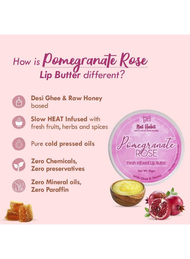 Pomegranate Rose Lip Balm & Strawberry Lip Scrub For Dark, Pigmented Lips- Combo For Women & Men Baby Pink Lips