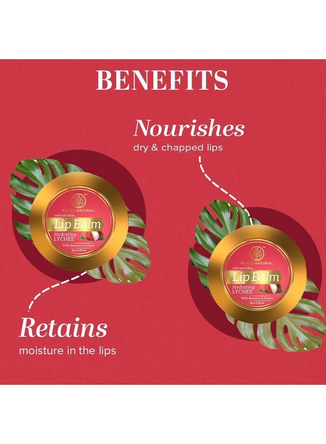 Lychee Lip Balm With Beeswax And Shea Butter|Lip Balm For Soft & Hydrated Lips | Herbal Lip Balm For Chapped Lips | Free From Harsh Chemicals | Unisex Lip Balm| Pack Of 3| (5*3) (15 Gm)