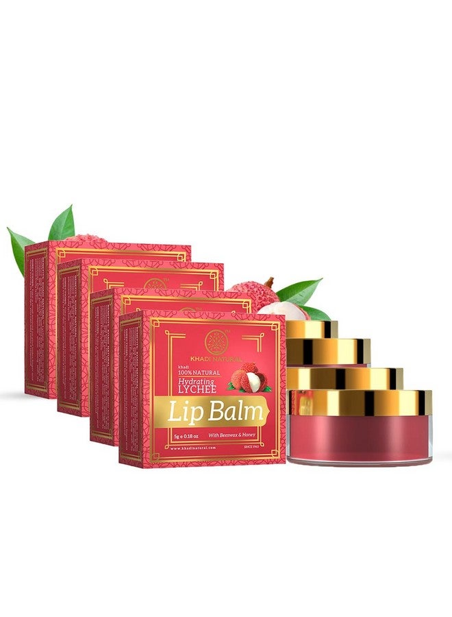 Lychee Lip Balm With Beeswax And Shea Butter|Lip Balm For Soft & Hydrated Lips | Herbal Lip Balm For Chapped Lips | Free From Harsh Chemicals | Unisex Lip Balm| Pack Of 4| (5*4) (20 Gm)