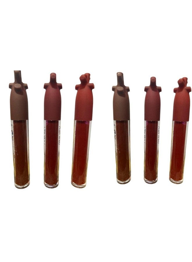 Matte Lip Gloss, Light Weight, Non-Sticky, Smudge Proof, Multicolor, Strawberry Flavour, 6 Ml, Pack Of 6 | Lip_Gloss_5_P6