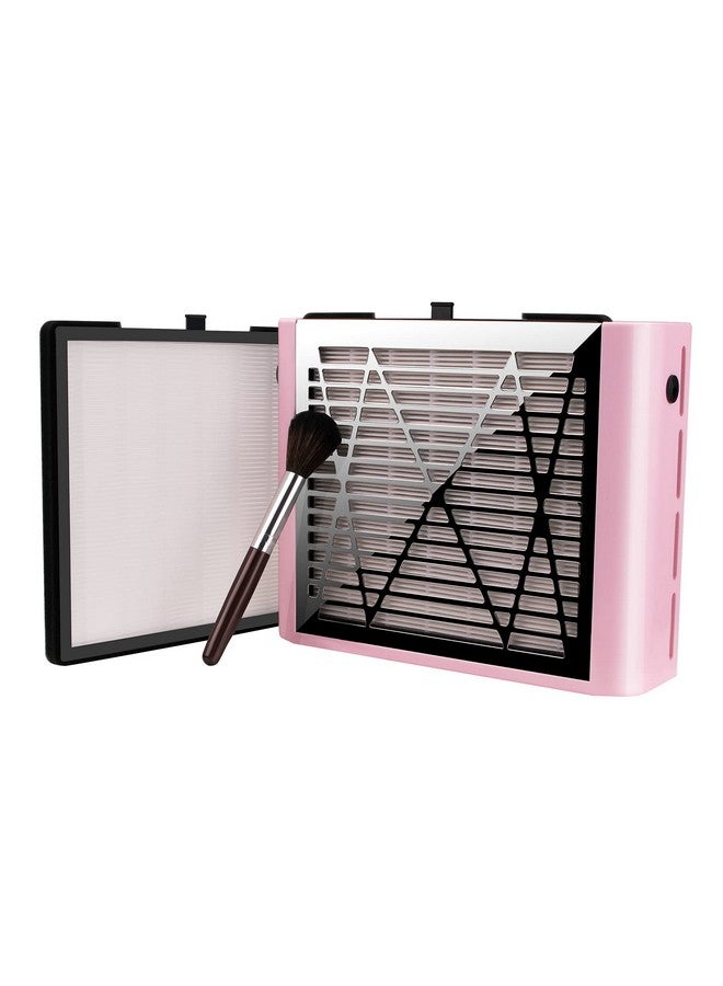 Nail Dust Collector With Brush And 2 Reusable Filters, 60W Vacuum Dust Fan For Acrylic Nails (Pink)