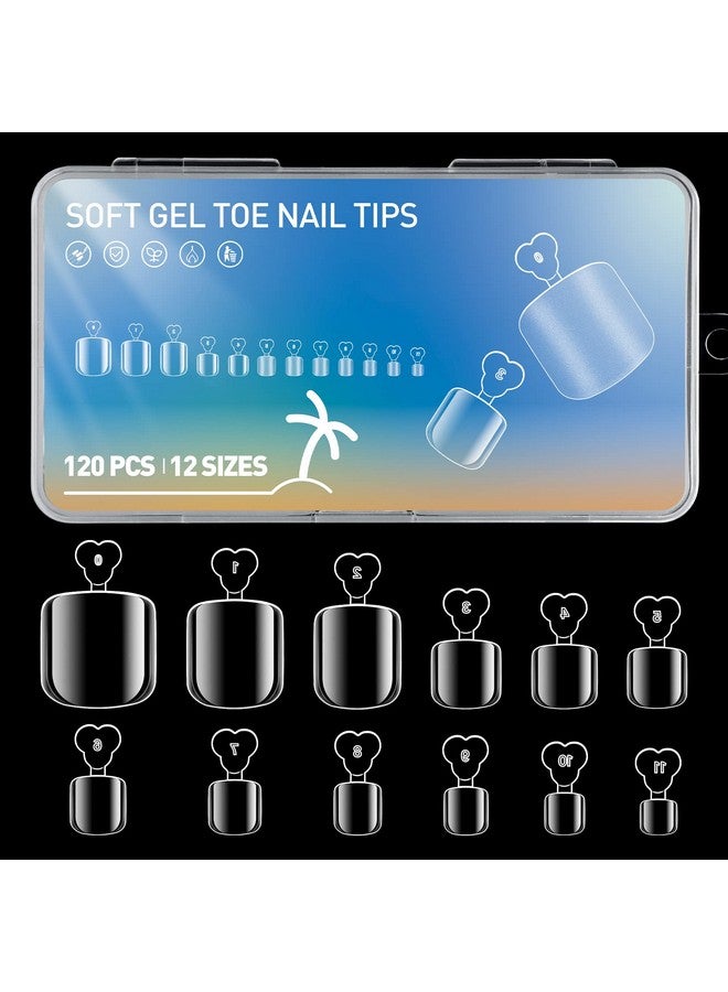 Fake Toenails 120Pcs Soft Gel Full Cover Toe Nail Tips Clear Press On Toenails 12 Sizes Acrylic Toenails Gel Nail Extensions For Women Nail Salons And Diy