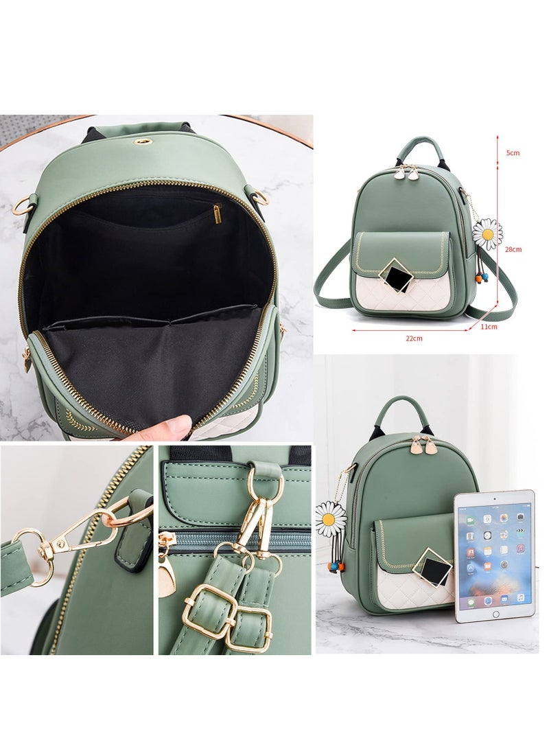 Stylish PU Leather Women Backpack Mini Handbag Casual Daypack for Teen Girls School Travel Work