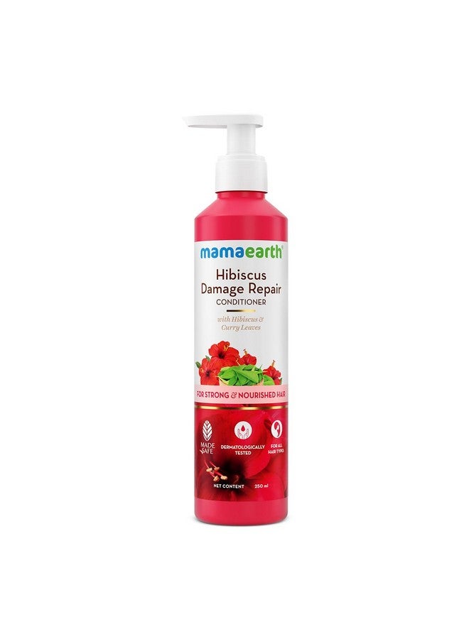 Hibiscus Damage Repair Conditioner With Hibiscus & Curry Leaves For Strong & Nourished Hair 250Ml | For Dry & Frizzy Hair | To Smoothen, Strengthen, Detangle | Suitable For All Hair Types